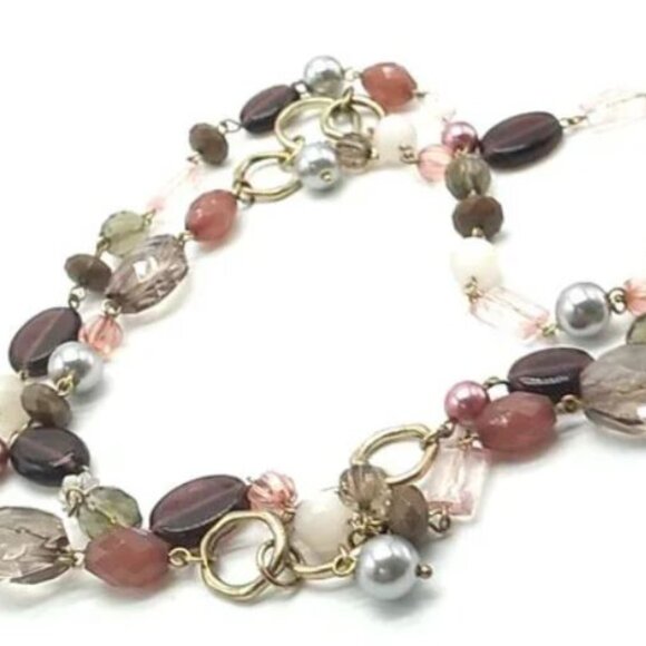 Lia Sophia BEAUJOLAIS Necklace Long Acrylic & Resin Beads Gold-tone Chain Retire - Picture 2 of 2